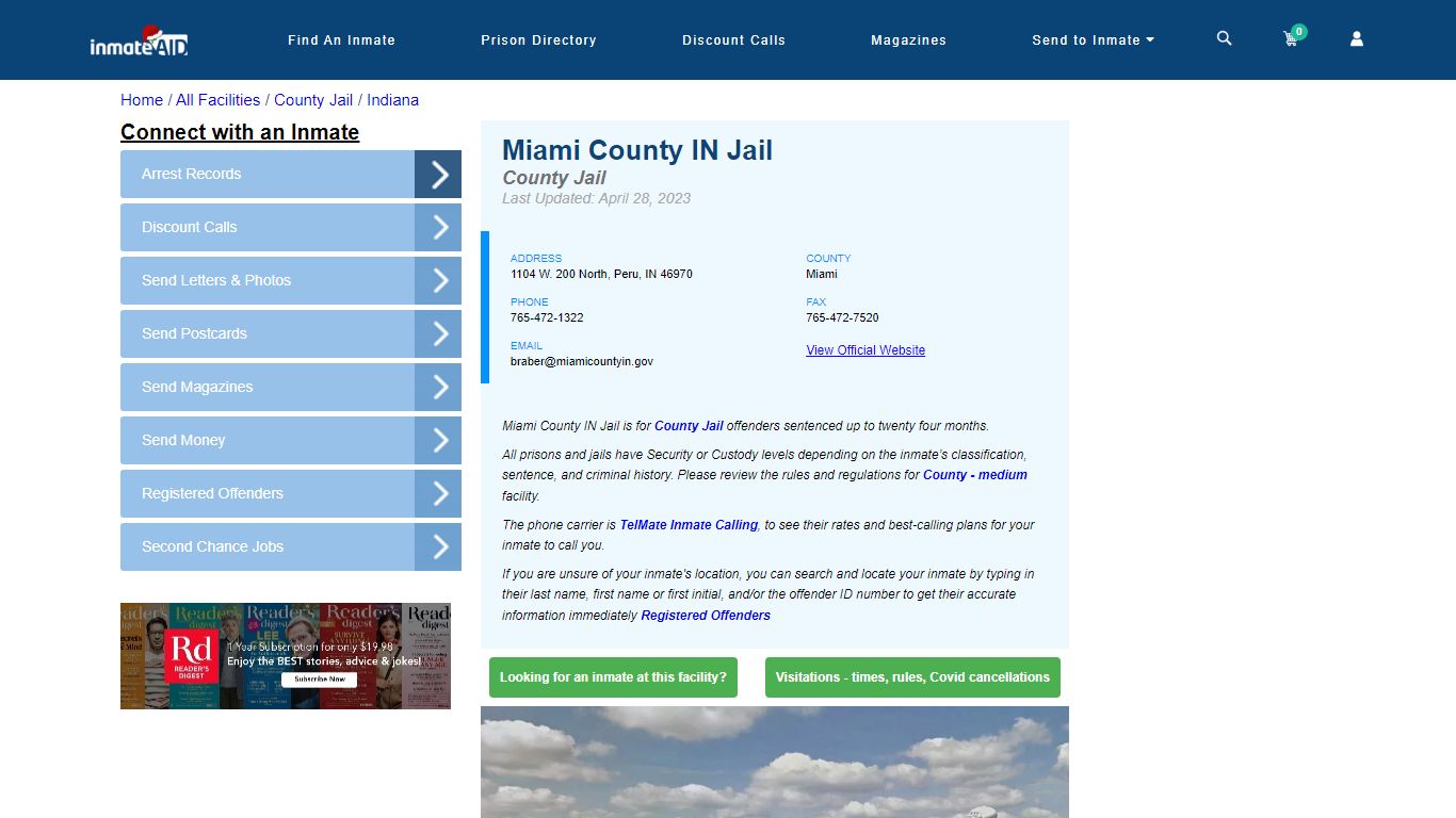 Miami County IN Jail - Inmate Locator - Peru, IN